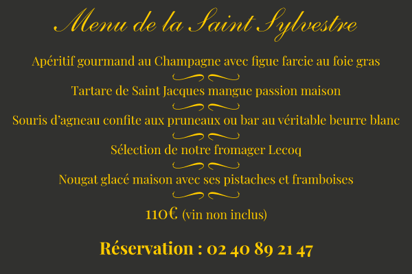 Menu de la Saint Sylvestre au restaurant La Souris d'Agneau